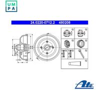 ATE 24.0220-0712.2 Brake drum