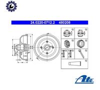 ATE 24.0220-0712.2 Brake drum