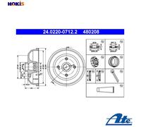 ATE 24.0220-0712.2 Brake drum