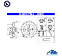 ATE 24.0220-0712.2 Brake drum