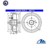 X2 PCS FITS FORD FIESTA V 1.25 16V BRAKE DRUM 24.0220-3026.2 ATE