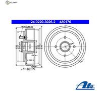 ATE 24.0220-3026.2 Brake drum