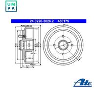 ATE 24.0220-3026.2 Brake drum