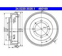 2x Brake drum 24.0220-3028.1 ATE for MITSUBISHI CARISMA CARISMA Saloon