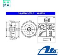 2x BRAKE DRUM 24.0220-3709.2 FOR FORD ESCORT/VI/Turnier/Convertible/CLASSIC 1.4L