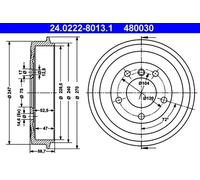 Brake drum 24.0222-8013.1 ATE for BMW 3 3 Coupe 3 Compact