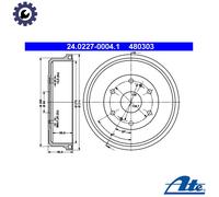 2x BRAKE DRUM 24.0227-0004.1 FOR TOYOTA QUANTUM/V/Van/Bus/IV DYNA REGIUS 2.7L