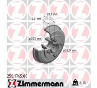ZIMMERMANN 250.1765.00 Brake drum