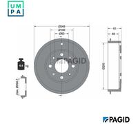 2x BRAKE DRUM 61276N FOR FIAT GRANDE/PUNTO OPEL ADAM CORSA/Hatchback/Van 0.9L