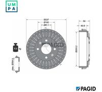 2x BRAKE DRUM 61465N FOR RENAULT MITSUBISHI COLT/VII/Hatchback DACIA SMART
