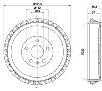 2x Brake drum 8DT 355 303-491 HELLA for VW SKODA AUDI CUPRA