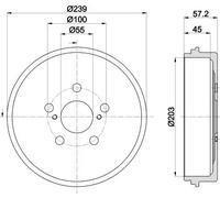 2x Brake drum 8DT 355 303-531 HELLA for TOYOTA YARIS