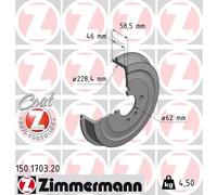 2x Brake drum Coated 150.1703.20 ZIMMERMANN for BMW 3 3 Convertible