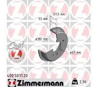 2x Brake drum Coated 400.5071.20 ZIMMERMANN for MERCEDES-BENZ A-CLASS