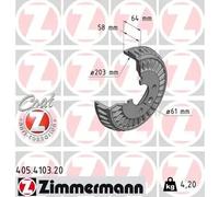 2x Brake drum Coated 405.4103.20 ZIMMERMANN for SMART DACIA