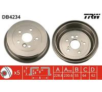 2x Brake drum DB4234 TRW for TOYOTA RAV 4 RAV 4 Mk II