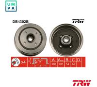 2x BRAKE DRUM DB4302B FOR VAUXHALL TIGRA/TwinTop CORSA/VAN/Mk/II CORSAVAN 1.0L