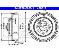 2x Brake Drum for FORD:FIESTA VI,FIESTA Saloon,FIESTA VI Van, C1BC-1126-AA