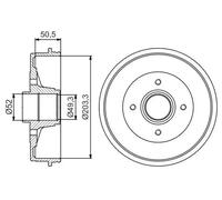 2x Brake drum Rear Axle 0 986 477 197 BOSCH for NISSAN NOTE MICRA III