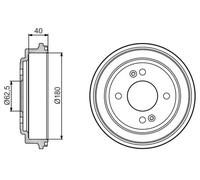 2x Brake drum Rear Axle 0 986 477 216 BOSCH for HYUNDAI GETZ