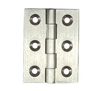 2X Brass Butt Hinge, Satin Nickel, 50mm x 38mm x 2mm