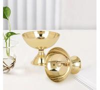 2X Brass Oil Lamp Diya Bowl with Stand, Traditional Puja Lamp Religious Rituals, Handmade Gold-Toned Pyali Akhand Jyot, Antique-Style Decorative Lantern, Home Decor, Festive Gifts (Large (12 x12cm))