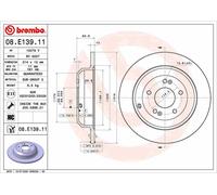 1X Brake disc BREMBO 08.E139.11 for HYUNDAI GENESIS Coupe 2 2008-2014