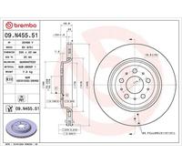 2X Brembo 09.N455.51 Rear Vented Brake Discs Fits Tesla Model Y