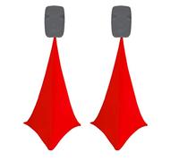 2x bright red double sided spandex stretch speaker stands scrims, tripod cover