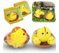 2x Brown Nest with Fluffy Easter Chicks for Easter Craft | Easter Ornaments for Easter Bonnet Hat and Hunt Decor | Easter Chicken for Party Favour