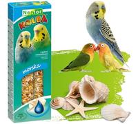 2x Budgie Sticks Sea Flavor with IODINE and SHELLS Parakeets Flask Bird Food 85g Canary Parrots Parakeet Finches Canaries Budgies Pet Seed Treats Pack of Two Hooks