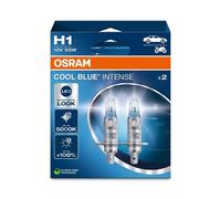 Osram COOL BLUE INTENSE H1, +100% more brightness, up to 5,000K, halogen headlight lamp, LED look, duo box (2 lamps) 64150CBN-HCB