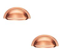 2x Cabinet Cup Pull Handle 91 x 45mm 76mm Fixing Centres Satin Copper