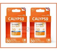 2x Calypso Invisible Sun Stick SPF50 Sun Protection Wet & Dry Skin Travel - 15g