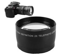 2X Camera Lens,Telephoto Camera Magnification Lens with Filter Diameter of 55mm/2.2in Teleconverter Digital Photography Auxiliary Additional Parts Accessory with Optical Glass for Mount
