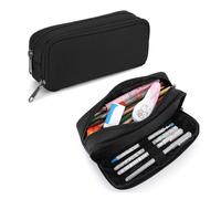2X Capacity Pencil Case Oxford Storage Pouch Pen Case Simple Stationery Bag School Office Organizer Black