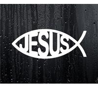 2X Car Van Sticker Jesus Ichthys Text Fish Christian Symbol Religious Window Bumper Boot Door Decal - Large