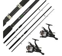 2X Carp Stalker Rod Master Fibreglass 8ft/ 2.4m 2.5lb 2pc | 2x Reel 2BB 10lb Line Graphite Spool Carp Fishing Setup