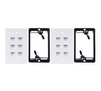 2X Cat6 Wall Plate 6 Port with 1 Gang Low Voltage Mounting Bracket for Cat5E, Cat6, Cat6A, Cat7 Networking Cables, White
