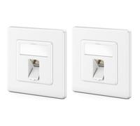 2x CAT7 Netzwerkdose 1 Port LAN DSL Dose Anschlussdose + 2x CAT 7 Keystone Jack Weiß