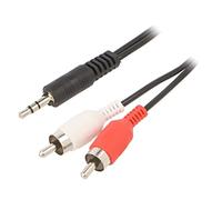 2X CCA-458 Cable Jack 35mm 3pin Male RCA Male x2 15m Black BEMBIRD