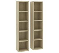 2X CD Storage Cabinet Engineered Wood Media Storage Organizer Shelf Holder Rack
