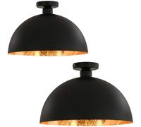 2x Ceiling Lamps Hard Black and Gold Semi-spherical E27 Light vidaXL