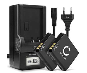 2x CELLONIC DB-60 DB-65 Camera Battery + Charger Set Compatible for Compatible with Ricoh GR, GR Digital ll, GR II, DB-60 1100mAh Replacement Battery LCD Smart Charger
