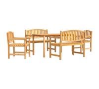 (2x chair + 2x bench + table, 140 cm table length) vidaXL Garden Dining Set Outdoor Table and Chairs 4 Piece Solid Wood Teak