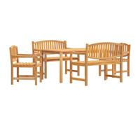 (2x chair + 2x bench + table, 150 cm table length) vidaXL Garden Dining Set Outdoor Table and Chairs 4 Piece Solid Wood Teak