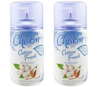 2x Chārm | Cotton Fresh - Automatic Air Freshener Spray Refill | Premium Fragrance & Neutralizers Odours | 250mL Each
