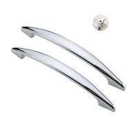2X Chrome Bow Door Pull Handles Bow Shaped Zine-Alloy Furniture Door Pull Handle with Fixing Screw for Gate Furniture Drawer Bedroom Drawer Pulls Kitchen Cupboard Handles (Hole Distance 128mm/5in)