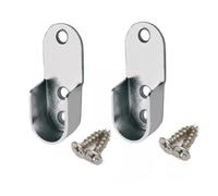 2x Chrome Brackets for Wardrobe Hanging Rail Pole Tube Bar Oval 30x15mm