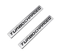 2x Chrome Finish Metal Car Emblem Turbocharged Badge (Black Letter)